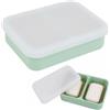 Godneei Portasapone da viaggio, impermeabile, in silicone, con griglia di sgocciolamento e coperchio trasparente, portasapone a doppio scomparto, per shampoo solido, verde, con 2 tappetini scolapiatti