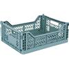 AYKASA Cassetta Pieghevole Stabile In Plastica Impilabile Teal Midi (40 X 30 X 14 Cm)