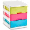 ACAN Tradineur - Cassettiera a 3 livelli modello Turia - Fabbricato in Spagna - Torre portaoggetti multiuso, organizer ausiliario - 17 x 13,5 x 18 cm - Colore bianco