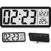 SUNOYA Orologio digitale da parete digitale, orologio digitale con cifre, temperatura, data, display LCD, funzionamento a batteria, 12/24 ore, per soggiorno, ufficio, camera da letto (20,2 x 8 x 2 cm)