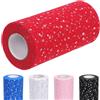Glarks 1Pcs 15CM x 50Yards (150FT) Glitter Tulle Rolls, rosso scintillante tulle bobina nastro paillette tulle tessuto rete per fai da te gonna tutu matrimonio compleanno doccia del bambino