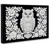 Lebartm Kit per pittura con perle fai da te con cornice 20 x 30 cm, perline a pois neri, tela nera, per esposizione da tavolo e parete, decorazione per la casa, gufo