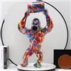 BZHIB Statua di gorilla colorata fatta a mano, 30 x 15 cm, simpatica statuetta a forma di animale per la decorazione della casa e dell'ufficio, scrivania, scaffale, libreria, ornamento da tavolo (B, taglia
