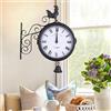 YEITBY Orologio da stazione ferroviaria per esterni, resistente alle intemperie, design double face, impermeabile, 20 cm, stile retrò, con supporto a parete, per giardino, veranda, stazione