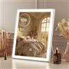 ANTENLICHT Specchio Trucco con Luci Dimmerabile e 10X Specchio Ingranditore, Specchio da Toeletta 3 Temperatura di Colore, Moderno Specchio Trucco da Tavolo con Controllo Touch, 30x25cm, Bianco