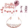 Korechain Decorazioni Per 18 Anni di Compleanno, Candeline Compleanno Particolari, Comprende 18 Anni Diadema e Happy Birthday Cake Topper, Happy Birthday Decorazioni Oro Rosa