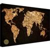 Wallazz Quadri Moderni Soggiorno Mondo, Mappamondo, Cartina Geografica - 100% Made in Italy - Stampa HD su Tela Canvas - Quadro Camera da Letto - Qualità Artigianale - 50x100cm