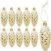 DAHI 10X Glitterati Decorazioni albero di Natale Oro - Palline a Forma di Pigne Grandi - Pigne per Albero di Natale - Decorazioni Palline Natalizie (Oro-a)