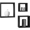 PREMIER Housewares 2402799 Set di 3 Cubi da Parete, Nero