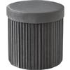 Relaxdays Sgabello Velluto, con Spazio per riporre, Imbottito, Pieghevole, HxP: 38 x 38 cm, Grigio Scuro