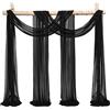 Showgeous 2 pannelli tende in chiffon per arco nuziale 28 x20ft tessuto nero drappeggio arco tende in chiffon trasparente decorazioni in tela per soffitto
