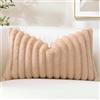 Sungeek 1 Pezzi Federe Cuscini 40x60 in Finta Pelliccia di Coniglio, Morbido Fodere per Cuscini Decorativi in Peluche a Righe in Velluto Copricuscini Cuscino per Divano Letto Soggiorno, Marrone Chiaro
