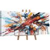 YS-Art Quadro Astratto Dinamico con Esplosione di Colori - Dipinto