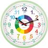 Kiddus Orologio da Parete Bambini per Imparare l'Ora, Orologio Educativo 30cm con Lancette Scritte Ora e Minuto, Decorazione Cameretta Bimbo e Bimba, Silenzioso, Pedagogico Colorati per Scuola e Casa