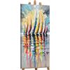 YS-Art Dipinto Originale Fatto a Mano Barche a Vela Colorate su Tela