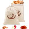 HXSYKJDM 3 sacchetti per il pane in lino, 40 × 30 cm, per il pane, per conservare freschezza, riutilizzabili, con coulisse, per pane, verdura, frutta