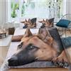 Generic Set Copripiumino Matrimoniale 260x240 cm Pastore Tedesco Stampa 3D Biancheria da Letto Animali Carini Morbida in Microfibra 3 Pezzi 1 Copripiumino e 2 Federe con Cerniera B.2627