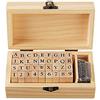 Tiardey 36PCS Timbri in Legno Set Vintage AZ Alfabeto Lettera 0-9 Numero Timbri Sigillo con tampone di Inchiostro - Carattere 1