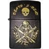 Generico Accendino a Benzina Ricaricabile Nero Opaco con Teschio Stile Biker (Teschio Spade)