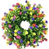 Uanqfegy Ghirlanda Primaverile 13 Fiori Colorati - Ghirlanda per Porta con eucalipto e ranuncolo, per Tutte Le Stagioni per l'arredamento della Porta d'ingresso, Portico, casa colonica