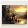 XOJUVETZ Quadro su tela con famiglia di orsi e animali selvatici, stampa su tela, decorazione per la casa con tramonto e natura (50x80 cm/senza cornice)