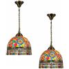 LEDSone Lampadario a sospensione in vetro a mosaico in stile turco, fatto a mano, lampadario decorativo multicolore in vetro colorato, lampadario fatto a mano (Confezione da 2 - senza lampadina)