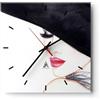 ARTTOR Orologio da Muro in Vetro 40x40 cm Quadrato Bianco e Nero Persone - 2947 | Donna Bocca Cappello Moderno Orologio da Parete Decorativo Silenzioso Analogico Decorazione da Parete Arte da Parete ARTTOR