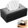 AetherAurora Porta Fazzoletti in Pelle Rettangolare, 23×11.5×8.5 CM, Nero, per Ufficio | Portafazzoletti, Boden Verstärkt mit Magneten, Scatola di Fazzoletti in Pelle PU, Moderne ed Elegante, per Auto, Haus, Hotel