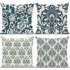BREASOME Federe Cuscini Divano 45x45 cm, Set di 4 Copricuscini Porcellana Blu e Bianca Fodere per Cuscini Decorativi Quadrata in Lino per Divano Camera da Letto Soggiorno