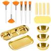 YJDOORPLAY Set di 23 ciotole per il trattamento del viso in acciaio inossidabile, con ciotole, spazzole, spugne, vassoio, per fai da te, per la cura della pelle, spa, saloni, oro, oro rosa (oro)
