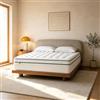 Novilla Topper Trapuntato Bianco, 160 x 190 cm, spessore 5 cm, Soffice | Fibre effetto piuma, traspirante, tasca profonda elasticizzata, motivo a rombi, doppio bordo verde, lavabile in lavatrice