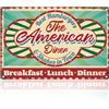 DOODLREAM The American Diner - Targa in metallo da parete in stile retrò, 20 x 30 cm, anni '50, '60, per la cena degli anni '60, poster artistico da parete per cucina, casa, ristorante, uomo, grotta