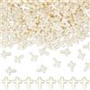 SUNNYCLUE 1 scatola 300 pezzi Perline di Croce Bianche Croci Perline Piccole Alla Rinfusa In Plastica Pura Rosario Dellsa Domenica Distanziatore Sciolto Crocifisso Perline di Perle Finte per Bracciali