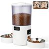 Podazz Distributore Automatico Cibo Gatti Doppio con 2 Telecamere, 5L WiFi App | Per 2 gatti o cani piccoli | WiFi 2,4/5 GHz | 20 pasti/giorno | Visione notturna e audio bidirezionale | Batterie di riserva