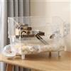 Clickovia Gabbia per criceti siriani a 2 strati, grande, in acrilico, con finestrella di visualizzazione, 45 x 28 x 34 cm, completamente trasparente, con decorazioni per la casa dei funghi, gabbia per topi per