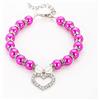 Generic Collare per gatti a forma di cuore, collana con perle tempestate di diamanti, accessorio per cuccioli di cane e gatto (S-fucsia)