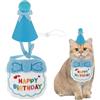 OIXEYA Set Compleanno Cane 3 Pezzi, Kit Festa con Cappello Scintillante, Bandana e Papillon Regolabile, Accessori per Cani e Gatti, Regalo Ideale per Feste e Foto, Blu, Taglia M