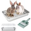HYLYUN Lettiera grande per conigli in acciaio inox con griglia, scopino | Toilette inodore e sicura per piccoli animali. Lettiera per roditori facile da pulire. L'ingresso piatto facilita l'accesso