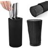 Eulihent Rotondo Porta Coltelli Cucina Senza Coltello, Ceppo Coltelli da Cucina Vuoto con Setole, Universale Portacoltelli da Cucina Nero, per 5-8 Coltelli di Tutti i Tipi, 22 x 11 x 11cm
