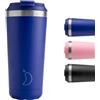 Chilly's Original Coffee Cup - Tazza termica per bevande calde e fredde - Tazza isolata sottovuoto a doppia parete - Acciaio inossidabile - Matte Blue, 500ml