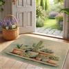 Generic Zerbino con cactus con piante grasse, zerbino botanico verde per ingresso esterno e interno, decorazione moderna, in gomma, impermeabile, antiscivolo, antipolvere, assorbente, facile da pulire, 73 x
