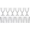 cecaro group Set Diamante Trasparente 12 Pezzi in Vetro - 6 Calici 260 ml + 6 Bicchieri 290 ml - Servizio Bicchieri e Calici Eleganti, Vetro Resistente