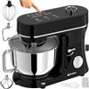 Ruhhy Impastatrice planetaria con ciotola riscaldata 6,2 L, 2000 W, 11 velocità, display touch & timer - mixer da cucina per impasti, montare e fermentazione con gancio RUHHY (Nero e argento)