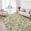 Generic Tappeto verde oliva con foglie, 160 x 230 cm, antiscivolo, a pelo basso, morbido, lavabile, piante vintage, per soggiorno, camera da letto, sala da pranzo, ufficio