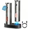 Tomentific Set macina sale e pepe elettrico con base ricaricabile, grande capacità, set di macinapepe ricaricabile con luce LED e grana regolabile, ideale per cucina, all'aperto, barbecue e regali
