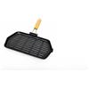 Generico Bistecchiera in Ghisa Antiaderente 35x21cm griglia con Manico in Legno piastra Beccuccio Scolo Grassi rettangolare Gas, Cucina Sana per arrostire pesce carne verdura barbecue in casa