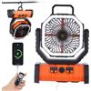 AISVELDY Ventilatore ricaricabile alimentato a batteria da campeggio con gancio e luce LED luminosa, telecomando timer, oscillazione automatica, ventilatore esterno senza fili per interruzioni di corrente,