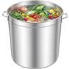 BREXOLP Pentola in acciaio inox da 100 litri, speciale per la gastronomia, con coperchio e cestello, adatta per cucinare a vapore e friggere, dimensioni 49,5 x 49,5 x 50 cm