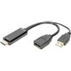 Digitus Adattatore HDMI - HDMI a Displayport - UltraHD 4k/30Hz - 0,2 m - HDMI 1.4, DP 1.2 - Alimentazione tramite USB-A - Nero
