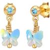 Elli Orecchini Bambini Orecchini Pendenti Ciondolo Farfalla Scintillante con Cristallo in Argento Sterlino 925